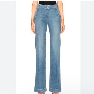 FRAME Le Capri Walsh Button Sailor Wide Leg Jeans